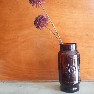 Vintage brown amber fleur de lis vase